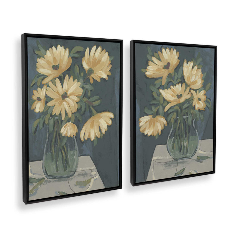 Ensoleillé ensoleillé, ensemble de 2 impressions, 30 po x 20 po, Toile avec cadre, Noir satiné