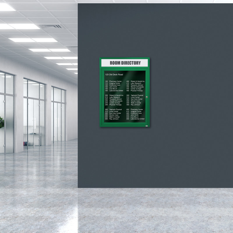 AARCO No Felt Metal Letter Board, Powder Coated Green, One, 36" H x 30" W