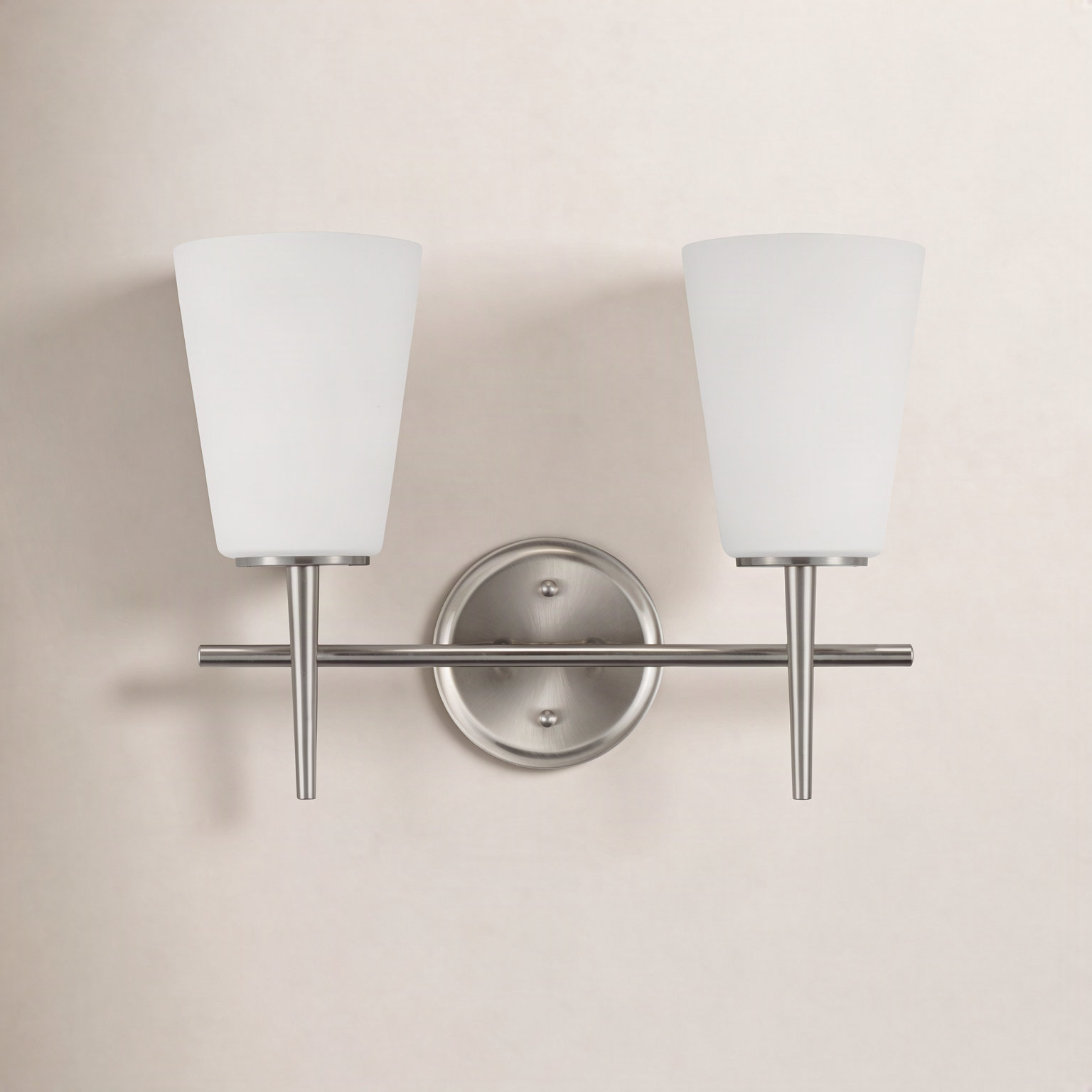 Erlandson 2 Light Dimmable Vanity Light, 100W A19 Medium, Brushed Nickel