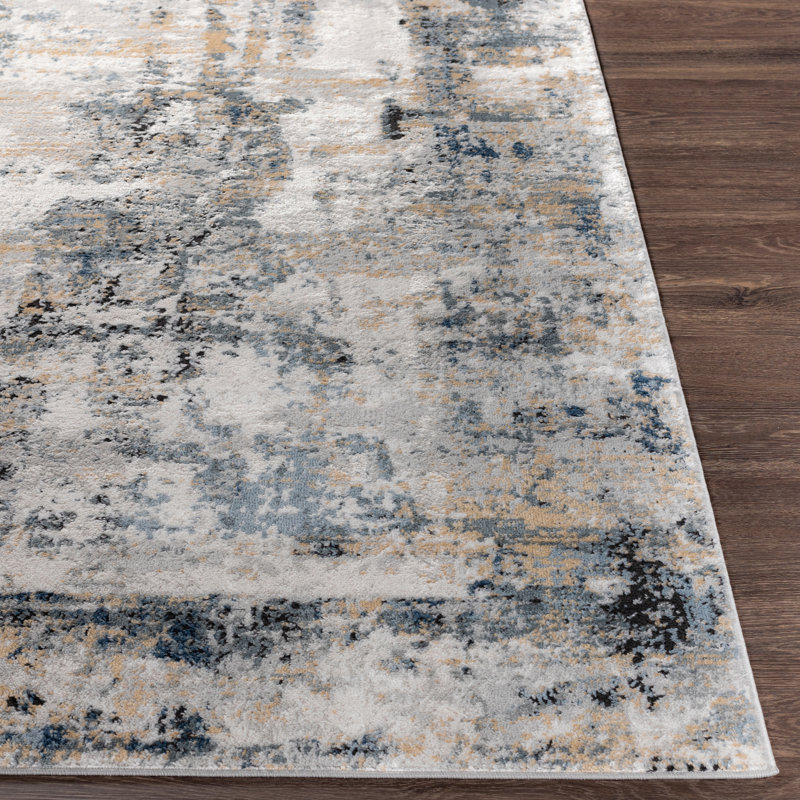 Tapis gris à motif abstrait Mckain, Rectangle 9 pi x 12 pi