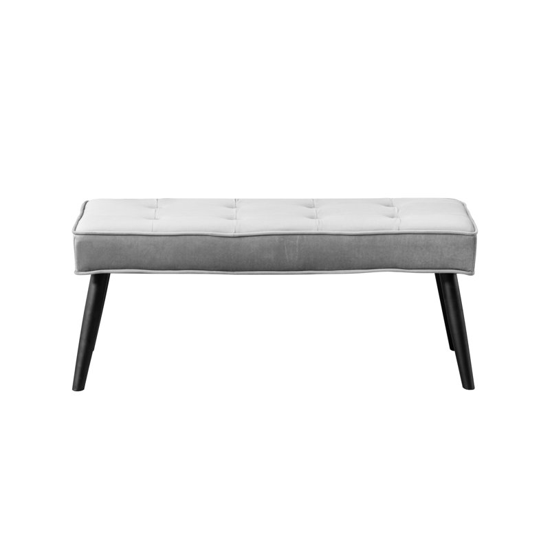 40'' Wide Modern Upholstered Tufted Entryway Bench, 17.7" H x 40" W x 16.1" D, White Faux Leather