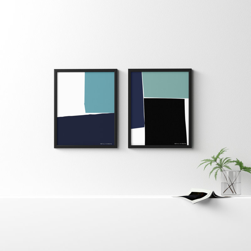 Blocks Series 4 And 5 by Abstract Lab, Black Framed, 38" H x 30" W x 1.25" D