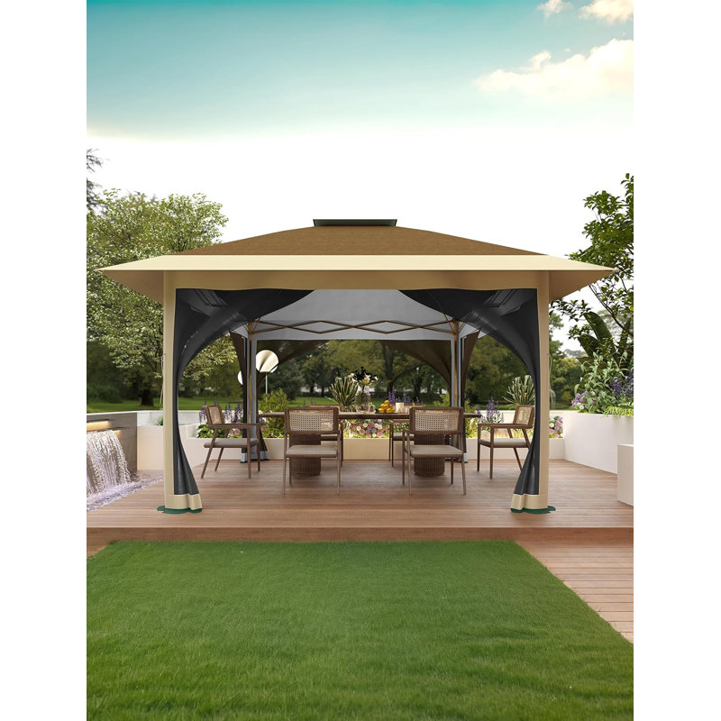 Pavillon de jardin extérieur 13 x 13 pi, Khaki