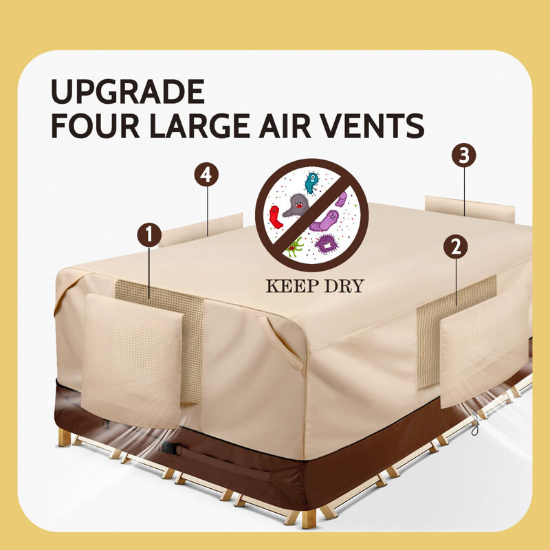 Beige and Brown Waterproof Oxford Patio Furniture Cover