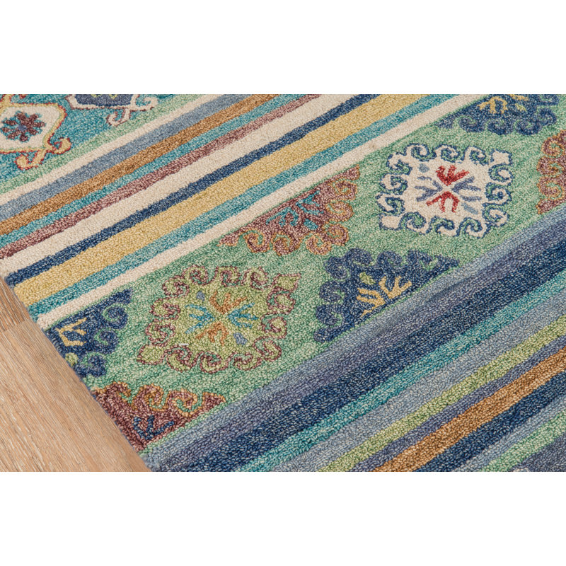 Tapis bleu en laine touffeté à la main Dalas, Rectangle 2 pi x 3 pi