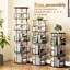 Tour 5 niveaux avec bibliothèque rotative, tablette pivotante à 360 degrés pour bureau et bureau, conception étroite et haute avec coin arrondi, finition brun noyer
