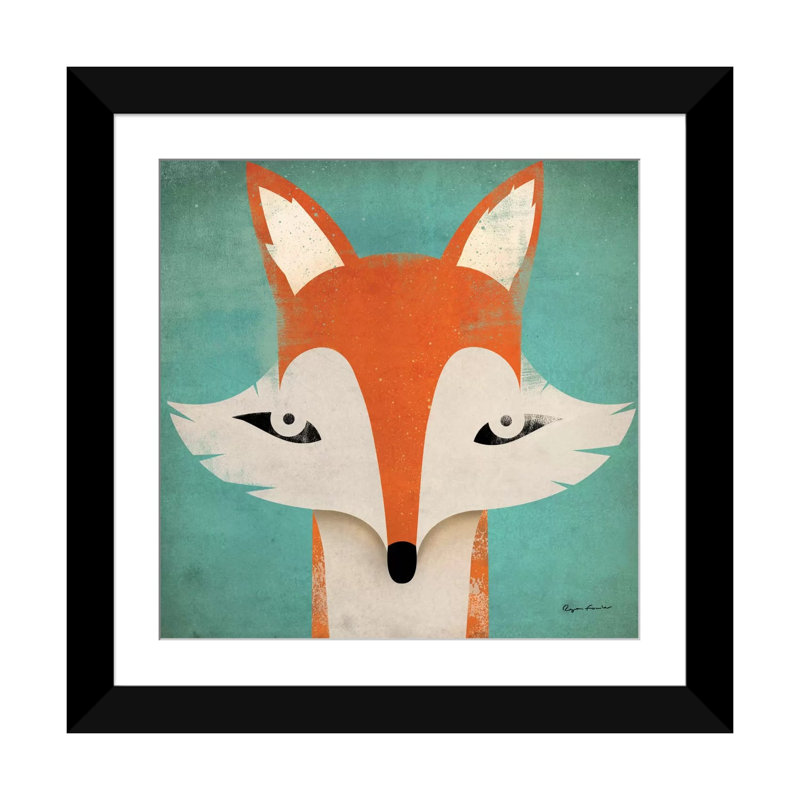 « fox » par ryan fowler, impression sur toile tendue, Papier d'art encadré noir, Blanc, H 24 po x l 24 po x P 1 po