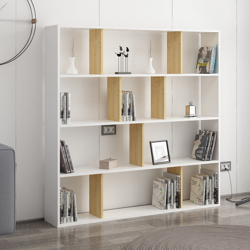 Isaias 145cm H Standard Bookcase, White/Oak