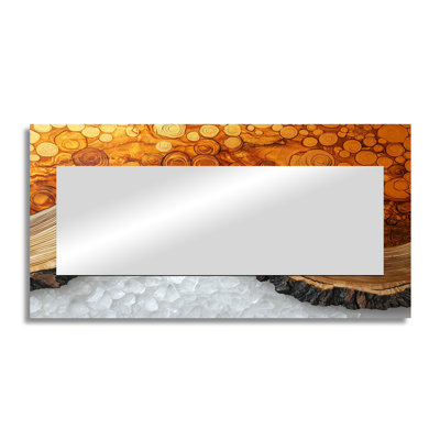 Gold Of The North Amber River I - Forest Mirror For Wall Art Decor - Printed On Metal