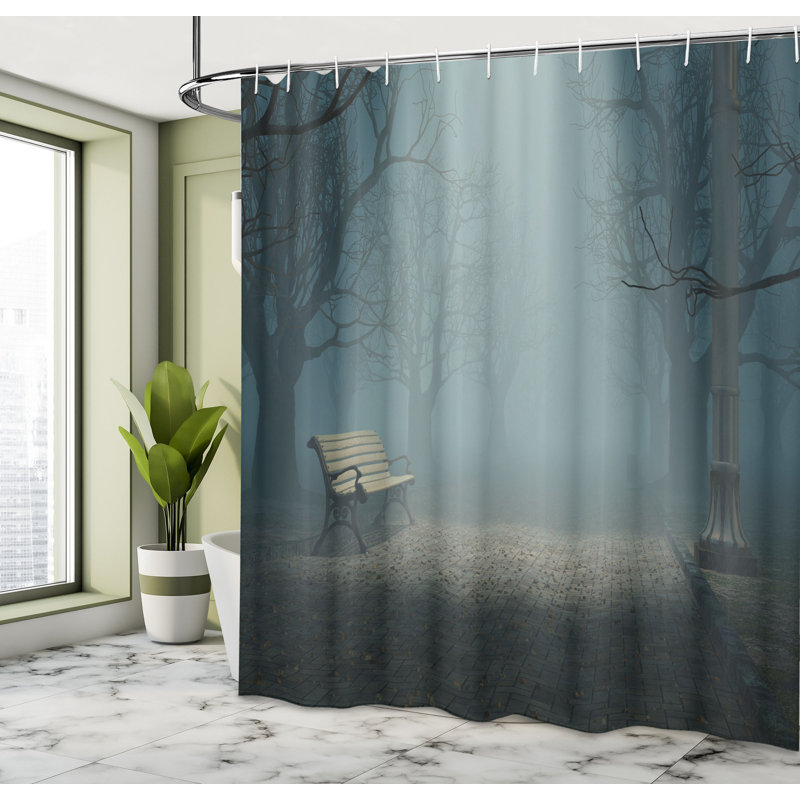 Ensemble de rideau de douche et crochets de la forêt, H 70 po x l 69 po