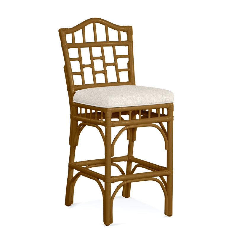 Tabouret de bar 30 po Chippendale, La Havane, Jacquard géométrique bleu 0414-63