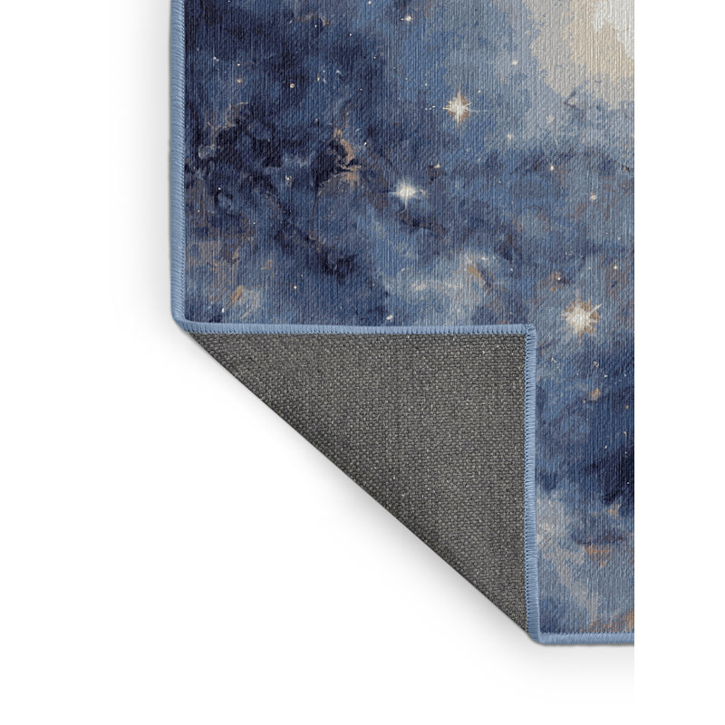 Tapis bleu lavable à la machine, Carré 3 pi