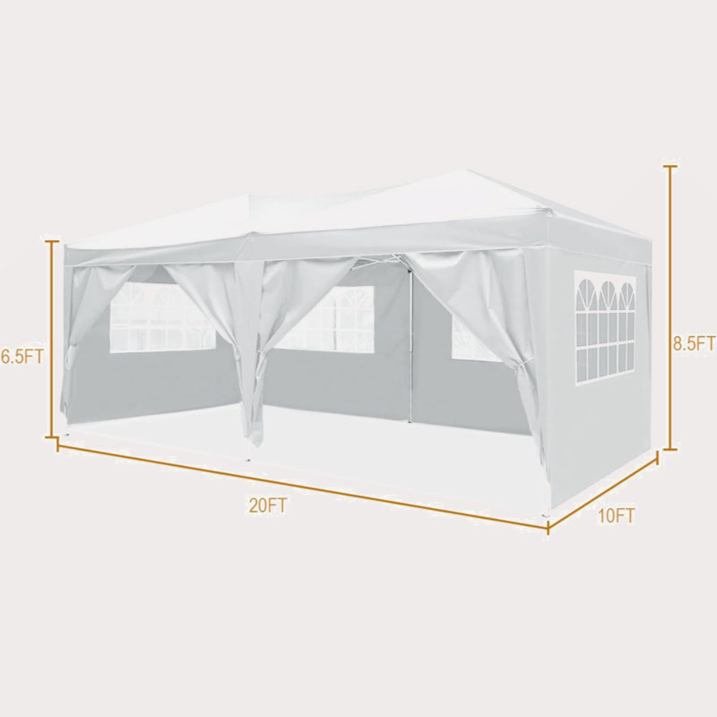 10'X20' Folding Canopy With 6 Removable Sidewalls Outdoor Event Shelter UPF 50+ Gazebo Portable Tents For Parties Beach Camping Wedding EZ Pop Up Canopy