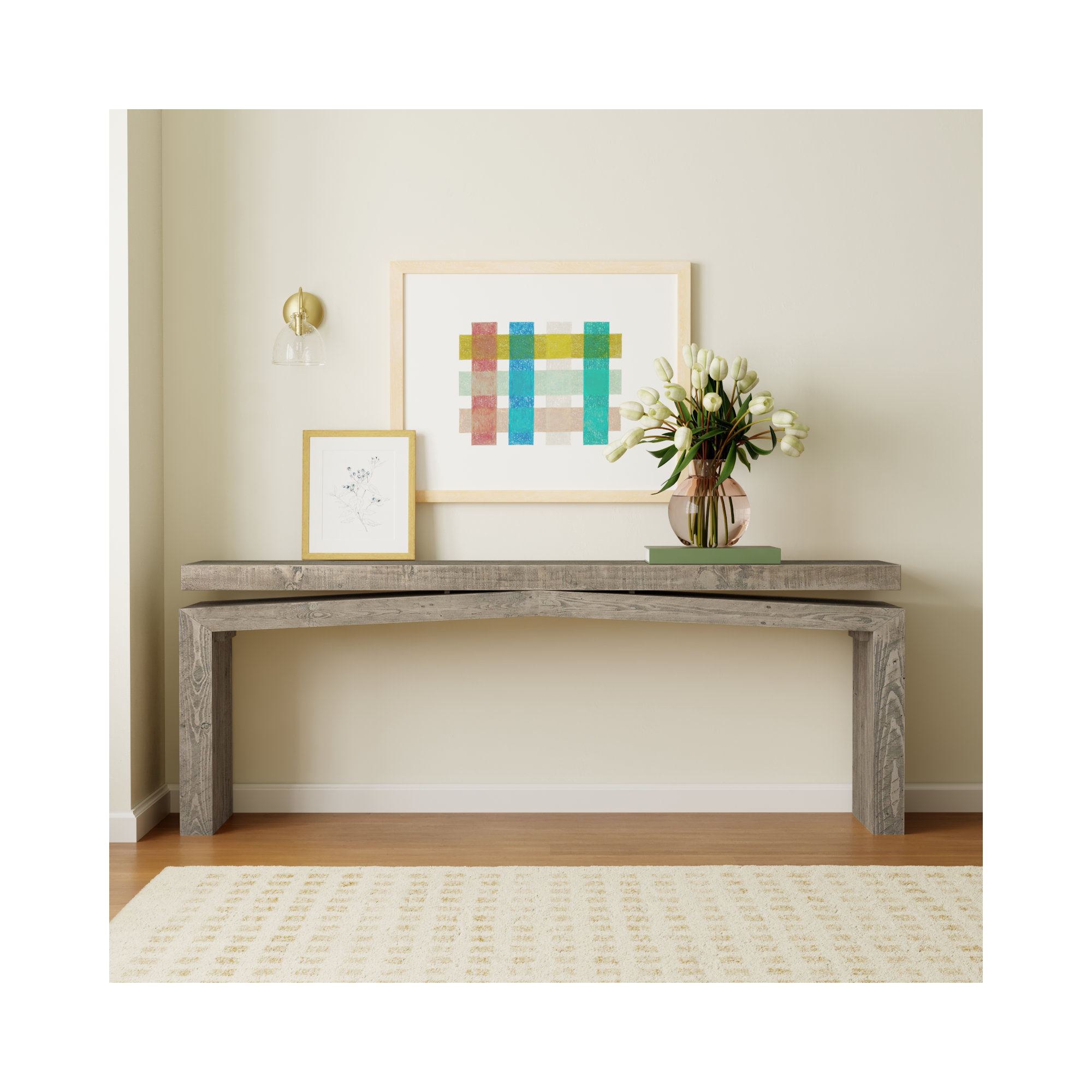 Henn Solid Wood Console Table, 30.75" H x 78.75" W x 15" D, Weathered Wheat