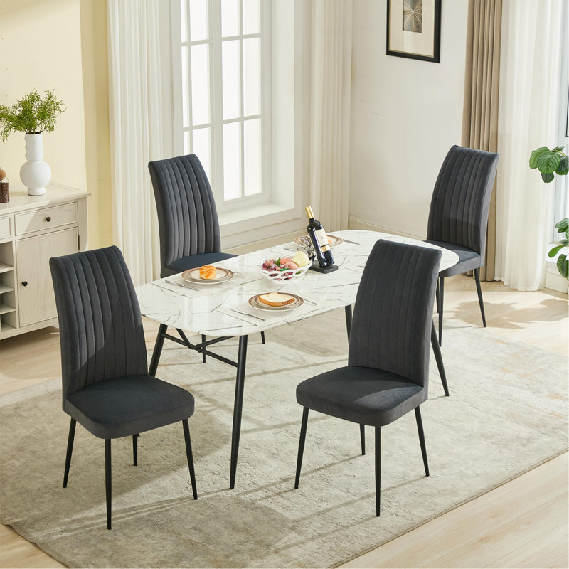 Ensemble de 2 chaises de salle à manger réglables en velours, Gris foncé