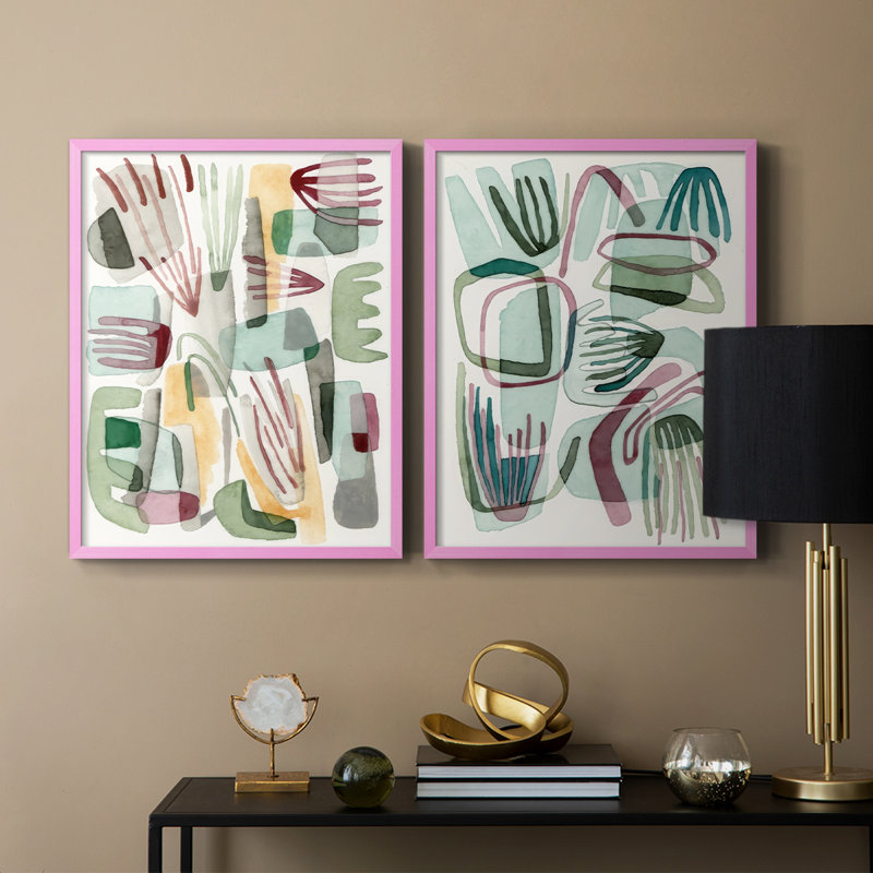 Sea Abstract I-Premium, reproduction encadrée - prête à être accrochée - aucun clou requis - aucun clou requis, Rose