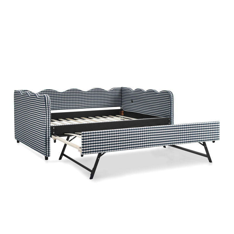Lit de jour double rembourré Cozy Gingham l 81 po x P 58 po x H 33,5 po