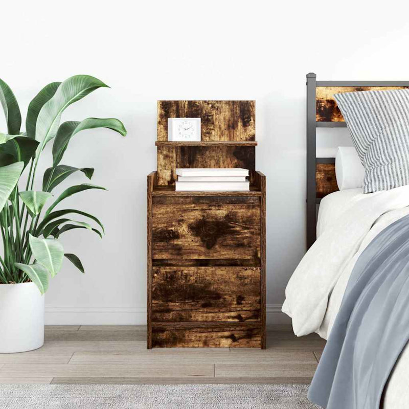 Bedside Cabinets With 2 Drawers 2 Pcs 38X34x80 Cm, 2, Smoked Oak