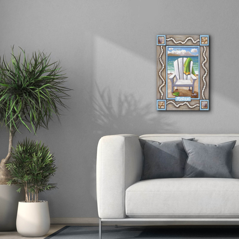 «Beach Chair Relax» par Cathy Horvath-Buchanan, art mural sur toile, H 26 po x l 18 po x P 0,75 po