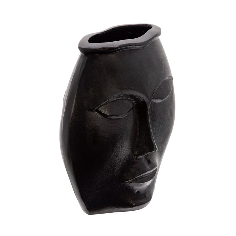 Vase en métal, H 11 po x l 9 po x P 5 po, Argenté