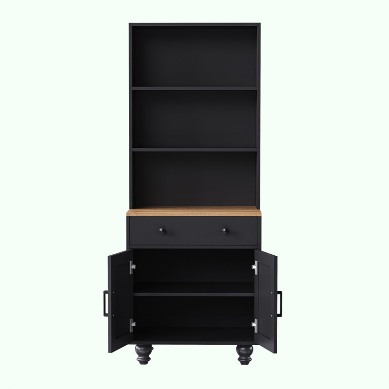 Armoire de rangement Farmhouse, Noir/naturel
