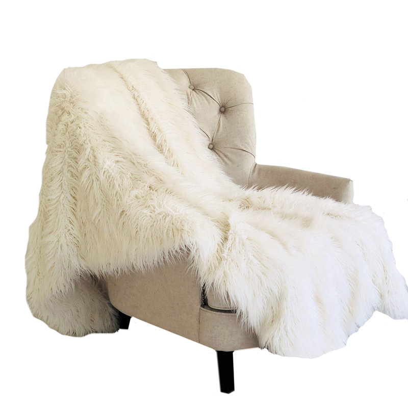 Jeté de luxe en fausse fourrure de Mongolie Plutus, l 48 po x L 60 po