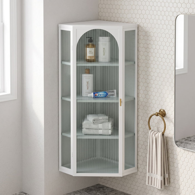 Armoire de rangement murale blanche de 104 cm (41 po) de hauteur pour salle de bain, Blanc
