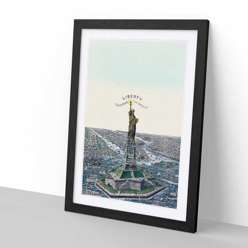 The Statue of Liberty in New York - Picture Frame Painting Print, 91cm H x 60cm W x 2cm D, Black