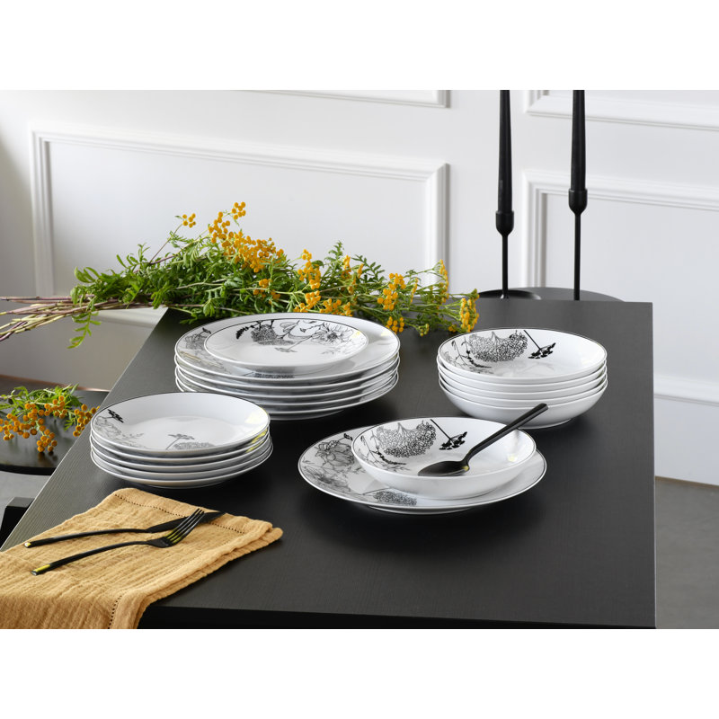 Luna Piece Porcelain China Dinnerware Set - Service for 6
