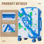 Valise à roulettes 20 pouces pour PC, valise de transport, avec motif imprimé et serrure à combinaison (bleu)-129390326