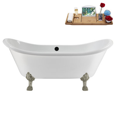 71" Streamline Clawfoot Tub,Tray,Drain and Clawfeet