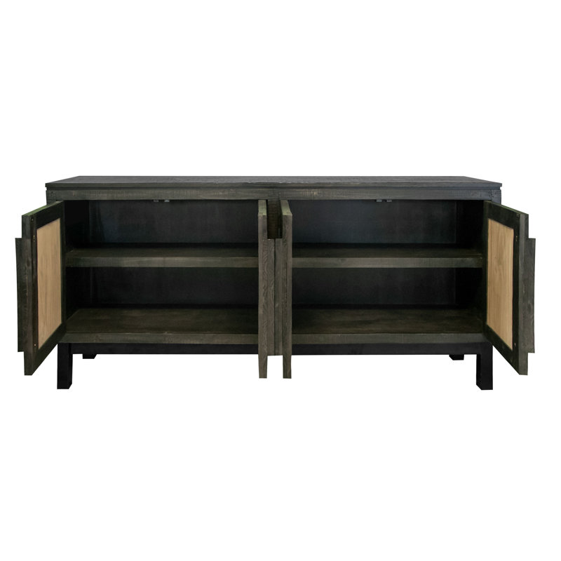 Console 4 portes Cosalá, Noir patiné / beige clair