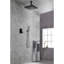Douche de plafond noir mat. Tête en laiton de 16 po. Simule la pluie naturelle. La buse autonettoyante maintient la sortie d'eau propre. S'harmonise avec le tuyau standard américain. 14,93 po x 6,16 po, 11,84 po