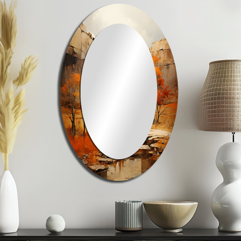 Bold Landscape Canyon Desert IV - Orange Oval Wall Mirror Decor, 36" x 24"