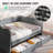Gingham Daybed With 2 Storage Drawers And Usb Port, Wave-Shaped Design-923049219-923049218