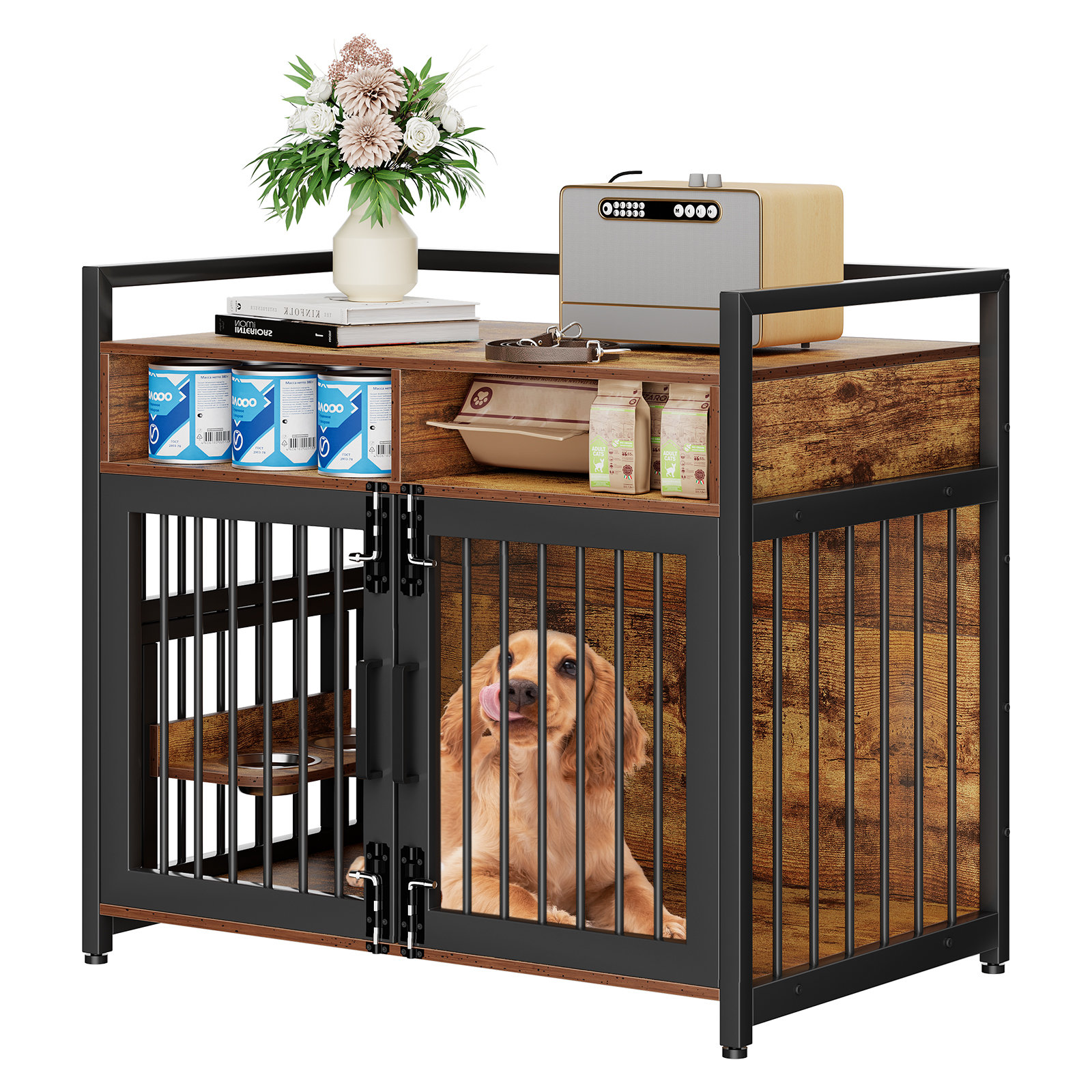 Tucker Murphy Pet™ Dog Crate Furniture, Large Dog Crate with Drawers ...