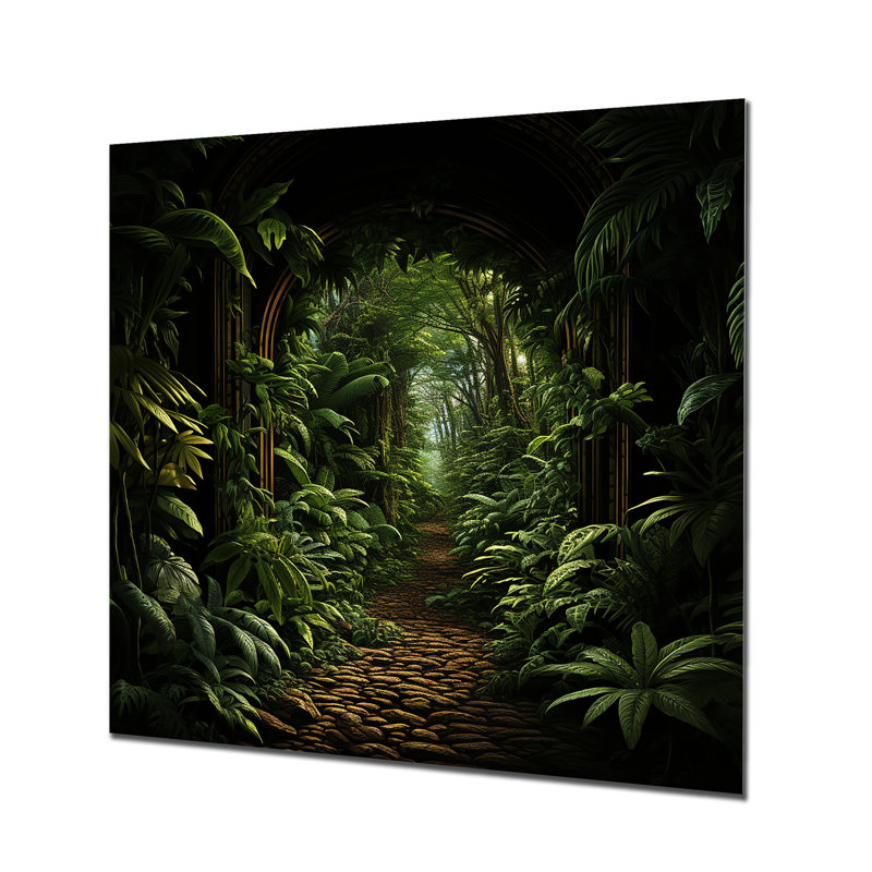 Jungle Plants Whispers Collage 2 - art mural en métal Jungle, H 29 po x l 29 po