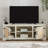 Farmhouse Rattan TV Stand Console Table For Tvs Up To 70 Inches, TV Console Table With 2 Storage Shelves, 2 Natural Rattan Door Cabinets-1720369109
