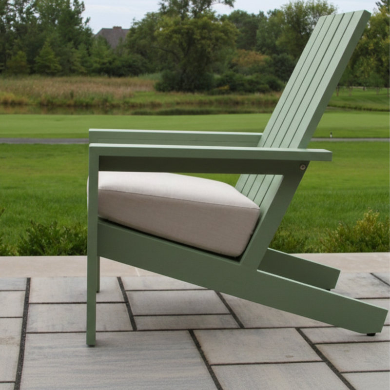 Rhys Green Aluminum Adirondack With Sunbrella Cushion, Green