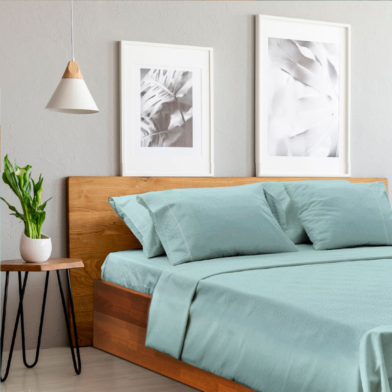 Luxclub 4 PC Light Teal King Silky Soft Cooling Extra Deep Pocket Performance Sheet Set, King Sheet Set with 2 Pillowcases