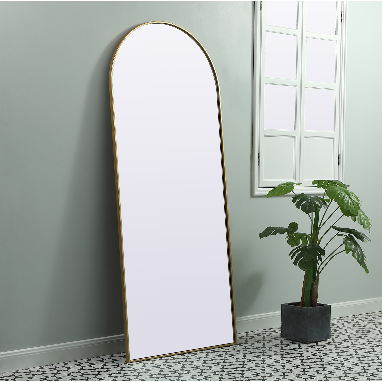 Sabine 36" Accent Mirror, Brass, 76" x 32"