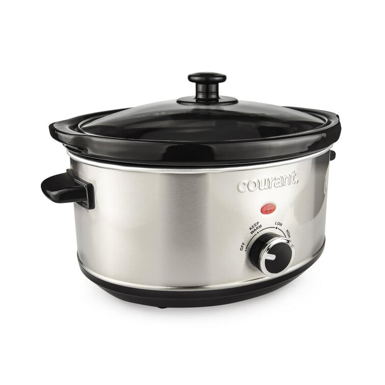 Courant 6-QT Locking Slow Cooker CrockPot, Stainless Steel