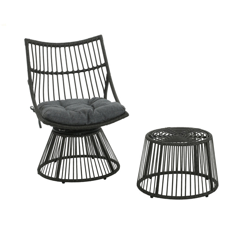 Elaine Chair & Side Table, Gray Cushion/Black Frame