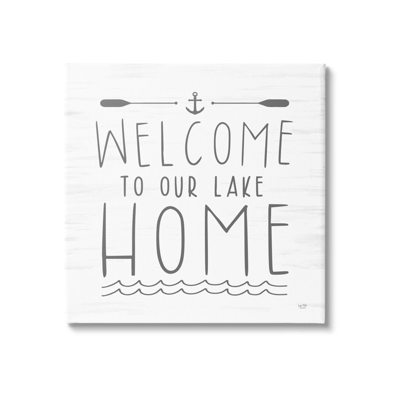 "Stupell Industries Lake House Welcome", art mural sur toile par Lux + Me Designs, H 36 po x l 36 po x P 1,5 po