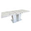 Table de salle à manger extensible pour 6-10 moderne table de cuisine en faux marbre blanc avec base à double colonne, grande table de salle à manger rectangulaire