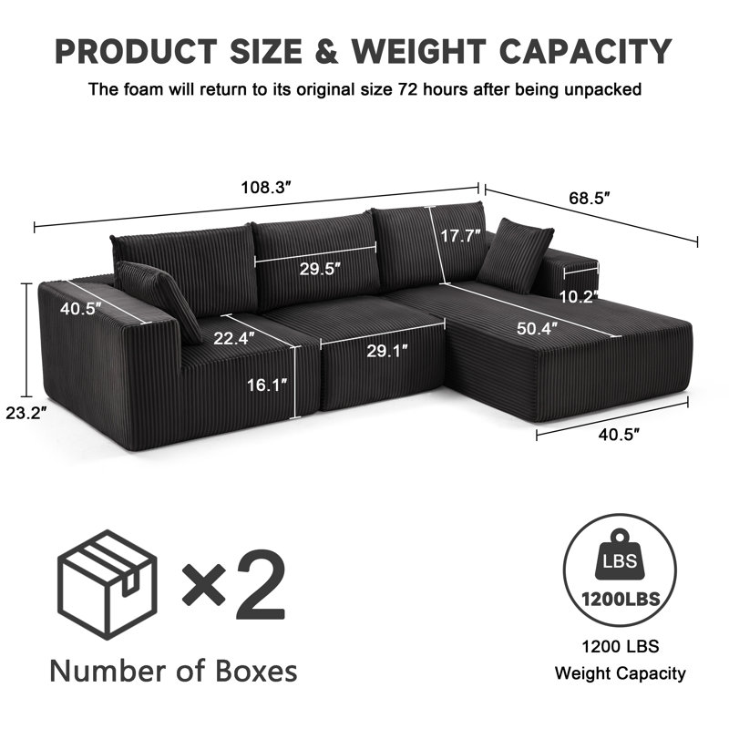 Canapé modulaire Boneless, Noir