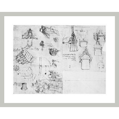 Fol. 10v-b Codex Atlanticus 1478-1518 (pen &amp; ink on paper) by Leonardo da Vinci -Framed Giclee Print