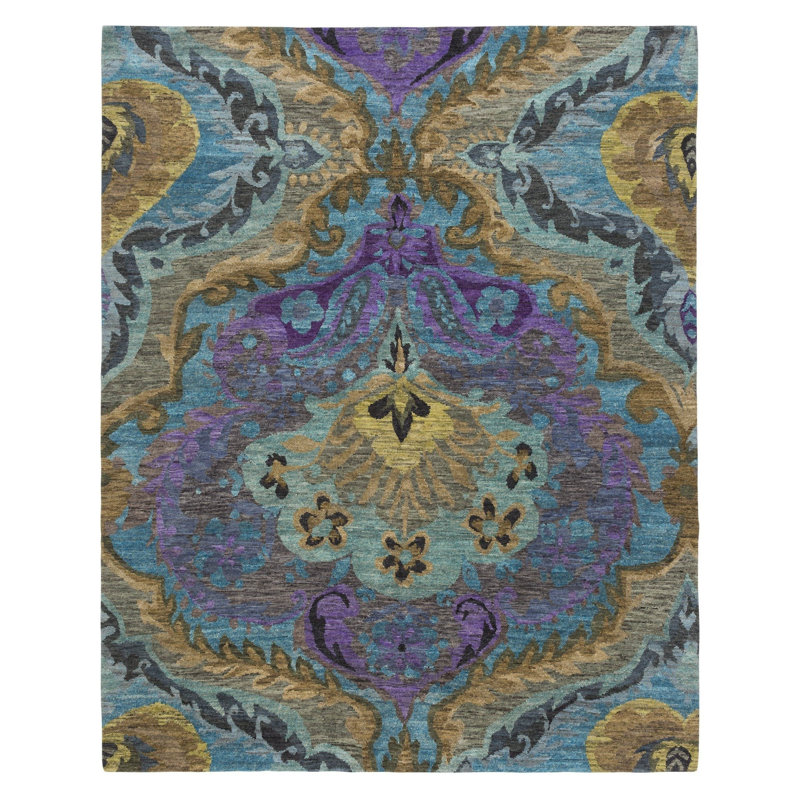 Galatea Handmade Wool Floral Area Rug, Rectangle 3' x 5'
