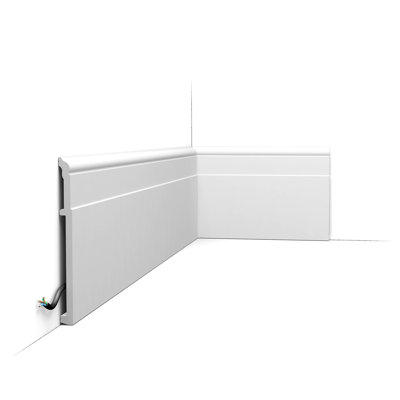 5/8 in D x 7-7/8 in W x 78-3/4 in L Primed White High Impact Polystyrene Baseboard Moulding