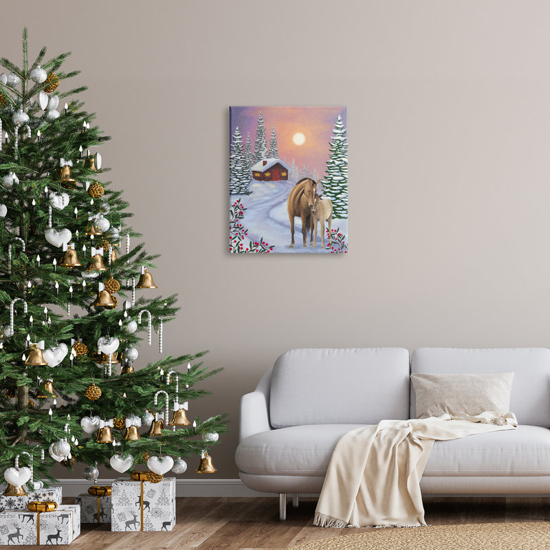 «Holiday Horses Winter Scene» sur toile, H 30 po x l 24 po x P 1,5 po